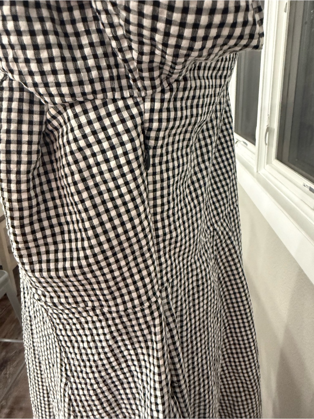 Nobody's Child Women's 12 Black White Check Gingham Puff Sleeve Dress - Picture 4 of 7